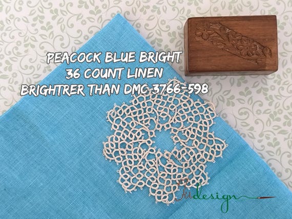 36 Count PEACOCK BLUE BRIGHT Hand Dyed Linen for Cross Stitch
