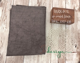 40 count DARK SOIL hand dyed linen for cross stitch, hardanger, blackwork, embroidery works  19x27 inch