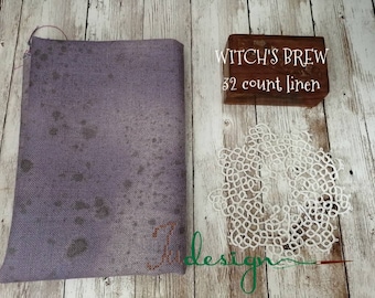 32 count WITCH&#39;S BREW hand dyed linen for cross stitch, hardanger, blackwork, embroidery works 19x27 inch