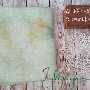 36 count FALLEN LEAVES hand dyed linen for cross stitch, hardanger, blackwork, embroidery works 38x27 inch
