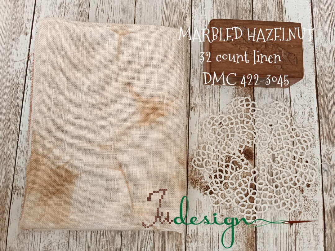 32 Count MARBLED HAZELNUT Hand Dyed Linen for Cross Stitch