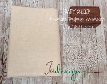28 count BABY SHEEP hand dyed evenweave for cross stitch, hardanger, blackwork, embroidery works 38x27 inch