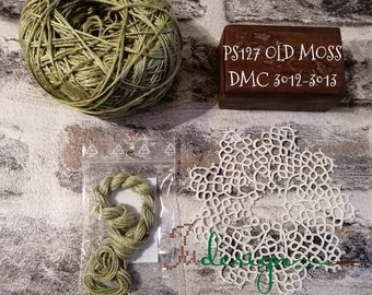 Hand dyed stranded silk premium floss PS127 OLD MOSS hand dyed thread 8m for embroidery, cross stitch, punto cruz, point de croix