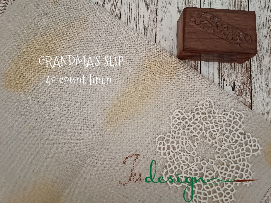 小物 sparse dyeing over stole 40 Count SPILLED COFFEE Hand Dyed Linen for Cross Stitch