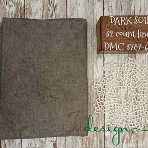 32 count DARK SOIL hand dyed linen for cross stitch, hardanger, blackwork, embroidery works 19x27 inch