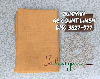 46 count PUMPKIN hand dyed linen for cross stitch, hardanger, blackwork, embroidery works 38x29 inch