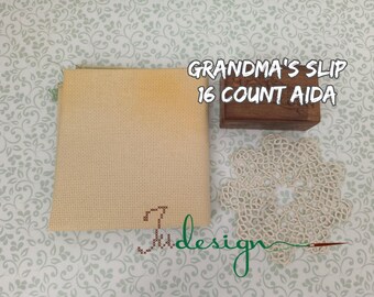 16カウント GRANDMA'S SLIP 手染めアイーダ生地 クロスステッチ、ハーダンガー刺繍、ブラックワーク、刺繍作品用 19 x 21インチ