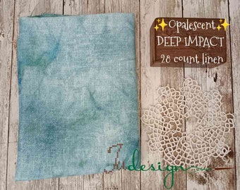 Linho tingido à mão DEEP IMPACT opalescente de 28 unidades para ponto cruz, hardanger, blackwork e bordados de 19 x 27 polegadas