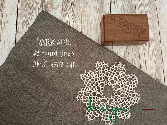 32 Count DARK SOIL Hand Dyed Linen for Cross Stitch, Hardanger