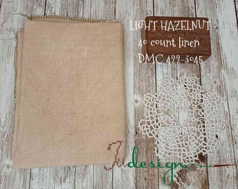 40 count LIGHT HAZELNUT hand dyed linen for cross stitch, hardanger, blackwork, embroidery works 38x27 inch