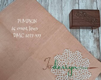 36 Count PUMPKIN Hand Dyed Linen for Cross Stitch, Hardanger