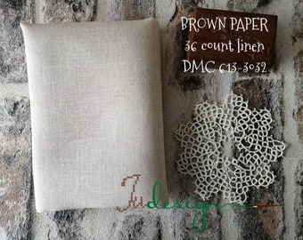 36 count BROWN PAPER hand dyed linen for cross stitch, hardanger, blackwork, embroidery works  19x27 inch