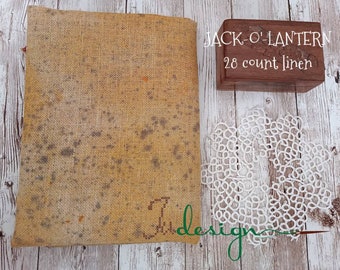 28 count JACK-O&#39;-LATERN hand dyed linen for cross stitch, hardanger, blackwork, embroidery works 19x27 inch