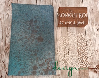 Linho tingido à mão MIDNIGHT RIDE, 46 fios, para ponto cruz, hardanger, bordado preto e outras técnicas de bordado. Medidas: 96,5 x 73,7 cm (38 x 29 polegadas).