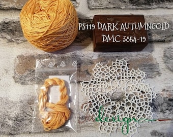 Fio de seda premium tingido à mão PS119 DARK AUTUMNGOLD fio tingido à mão 8m para bordado, ponto cruz, ponto cruz, ponto de croix