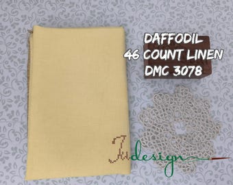 Linho tingido à mão com estampa de narciso, 46 fios, ideal para ponto cruz, hardanger, bordado preto e outras técnicas de bordado. Mede 48 x 74 cm (19 x 29 polegadas).