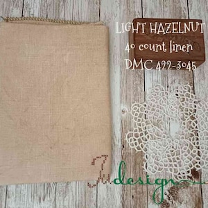 40 count LIGHT HAZELNUT hand dyed linen for cross stitch, hardanger, blackwork, embroidery works 19x27 inch