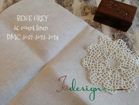 36 Count BEIGE GREY Hand Dyed Linen for Cross Stitch, Hardanger