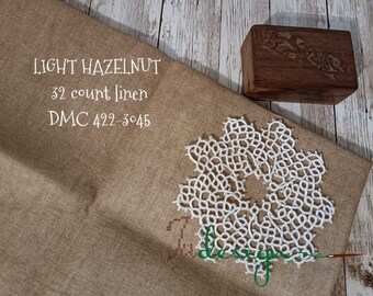 32 Count LIGHT HAZELNUT Hand Dyed Linen for Cross Stitch