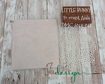 20 count LITTLE BUNNY hand dyed Aida for cross stitch, hardanger, blackwork, embroidery works 19x21 inch