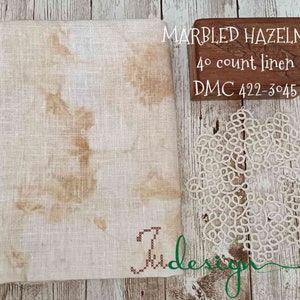 40 count MARBLED HAZELNUT hand dyed linen for cross stitch, hardanger, blackwork, embroidery works 19x27 inch