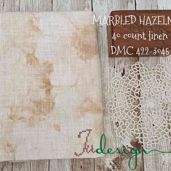 40 count MARBLED HAZELNUT hand dyed linen for cross stitch, hardanger, blackwork, embroidery works 19x27 inch