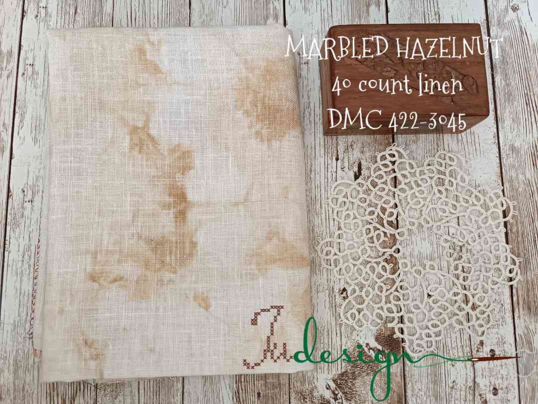 40 count MARBLED HAZELNUT hand dyed linen for cross stitch, hardanger, blackwork, embroidery works 19x27 inch