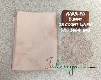 28 count MARBLED BUNNY hand dyed linen for cross stitch, hardanger, blackwork, embroidery works 19x27 inch