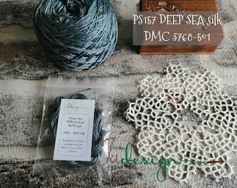 Fio de seda premium tingido à mão PS157 DEEP SEA, 8 m, para bordado, ponto cruz, point de croix