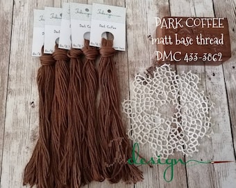 Hand painted matt cotton floss DARK COFFEE hand dyed thread for embroidery, cross stitch, punto cruz, point de croix, blackwork