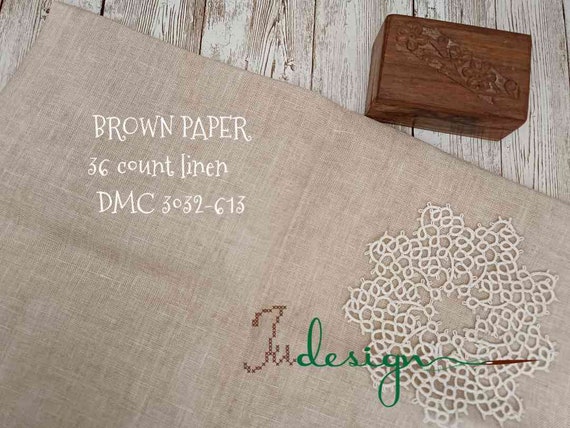 36 Count BROWN PAPER Hand Dyed Linen for Cross Stitch, Hardanger