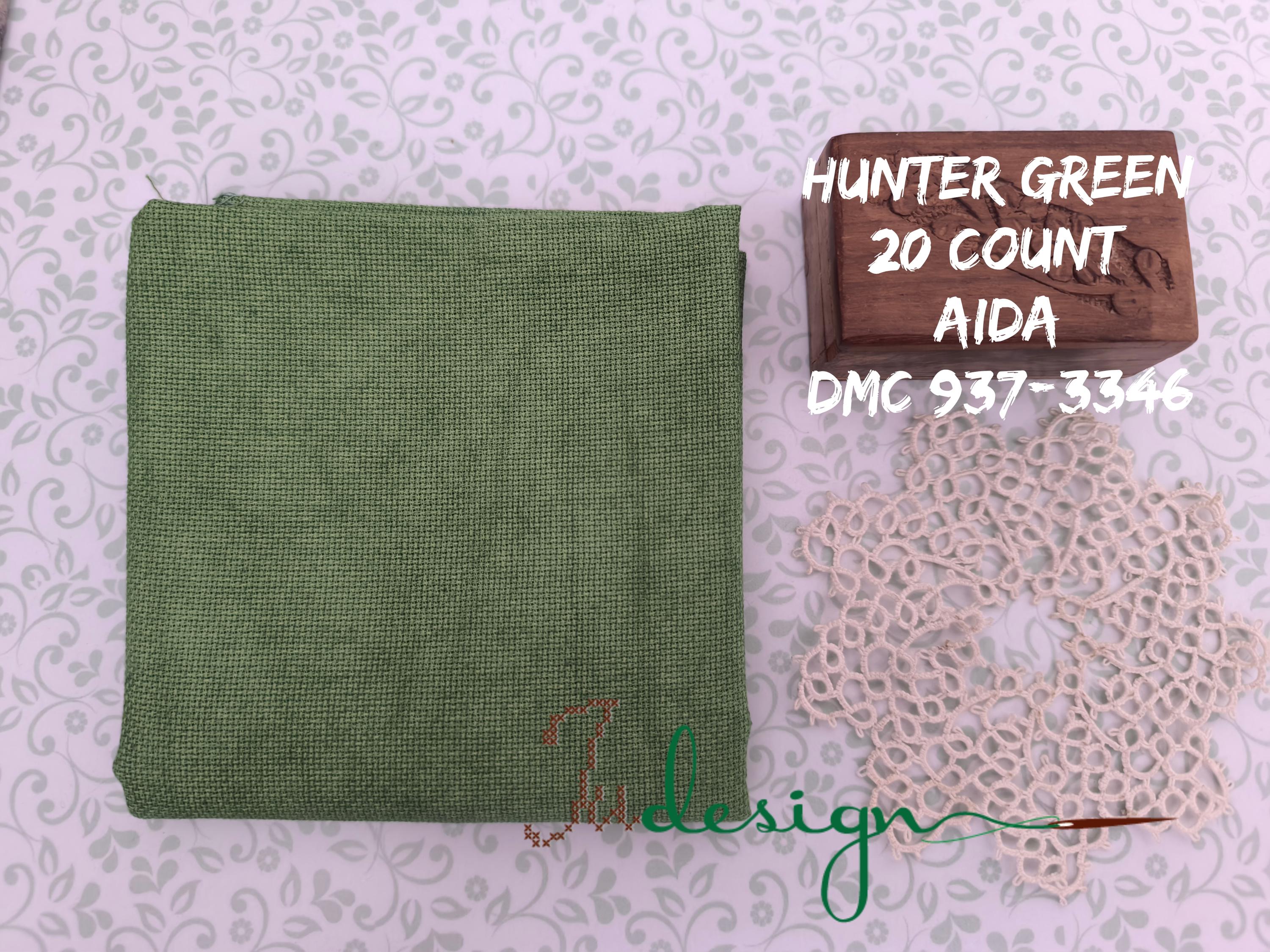 20 Count HUNTER GREEN Hand Dyed Aida for Cross Stitch, Hardanger