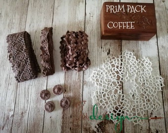 Hand dyed prim pack in color COFFEE