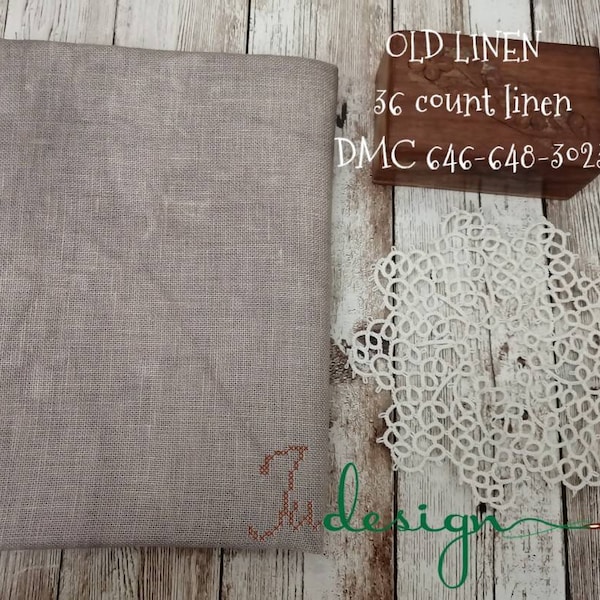 Lino antiguo de 36 hilos teñido a mano para punto de cruz, hardanger, blackwork y bordados, 38 x 27 pulgadas