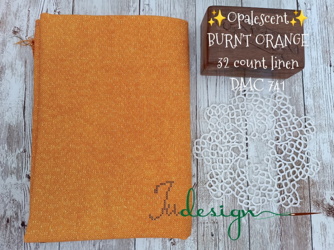 32 Count Opalescent BURNT ORANGE Hand Dyed Linen for Cross Stitch