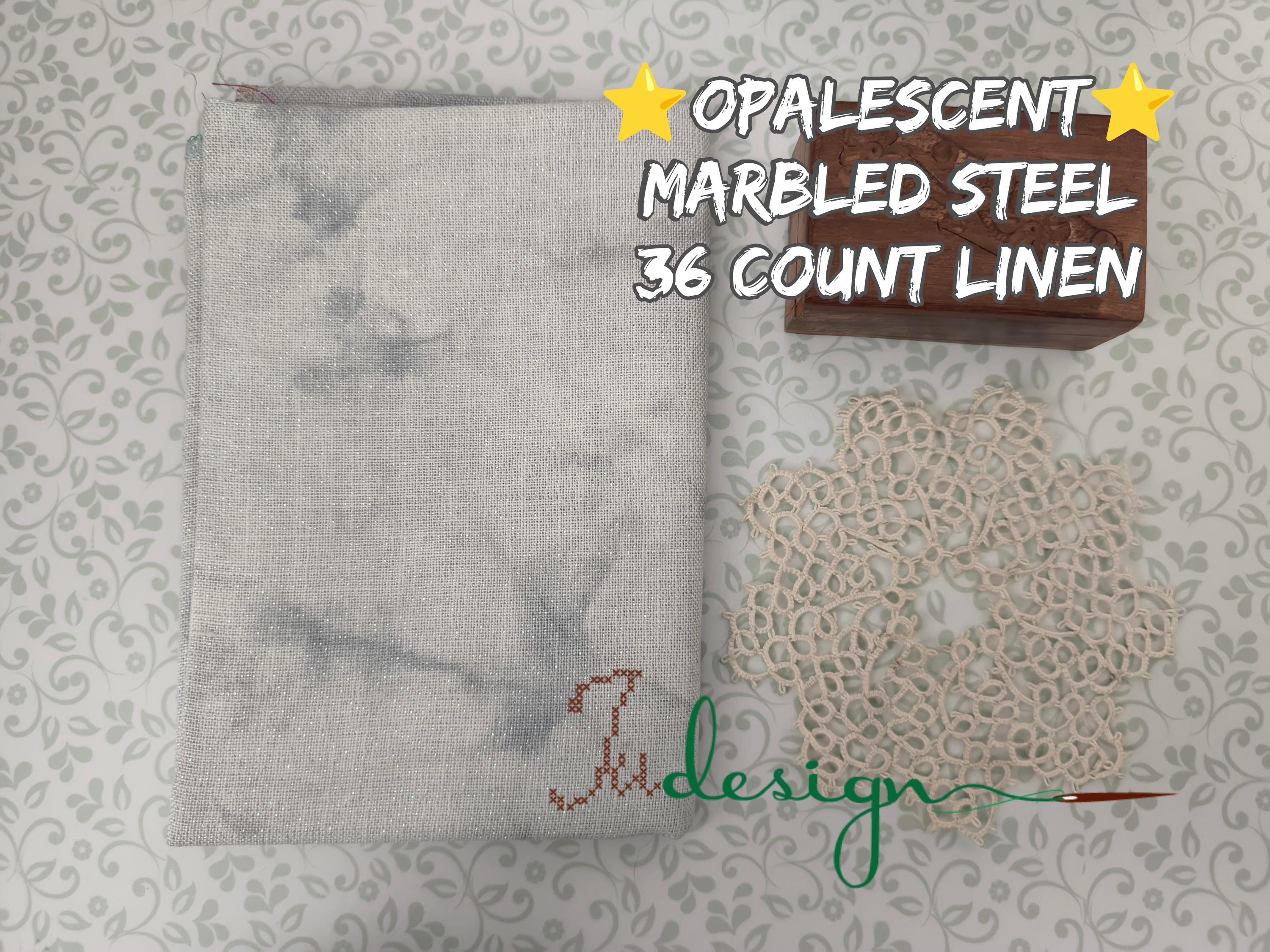 36 Count Opalescent MARBLED STEEL Hand Dyed Linen for Cross Stitch