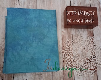 Linho tingido à mão DEEP IMPACT, 56 fios, para ponto cruz, hardanger, bordado preto e outras técnicas de bordado. Dimensões: 9 x 17 polegadas (23 x 43 cm).