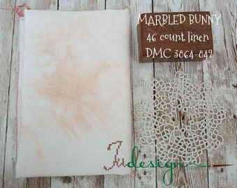 46 count MARBLED BUNNY hand dyed linen for cross stitch, hardanger, blackwork, embroidery works 19x29 inch