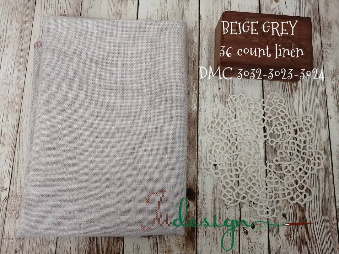 36 Count BEIGE GREY Hand Dyed Linen for Cross Stitch