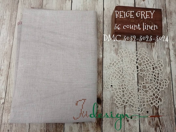 36 Count BEIGE GREY Hand Dyed Linen for Cross Stitch
