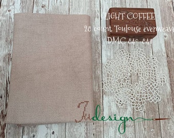 28 unidades de tecido tingido à mão LIGHT COFFEE para ponto cruz, hardanger, blackwork e bordados, 19 x 27 polegadas