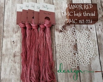 Hilo de algodón pintado a mano MANOR RED, hilo teñido a mano para bordado, punto de cruz, punto de cruz, punto de croix, blackwork.