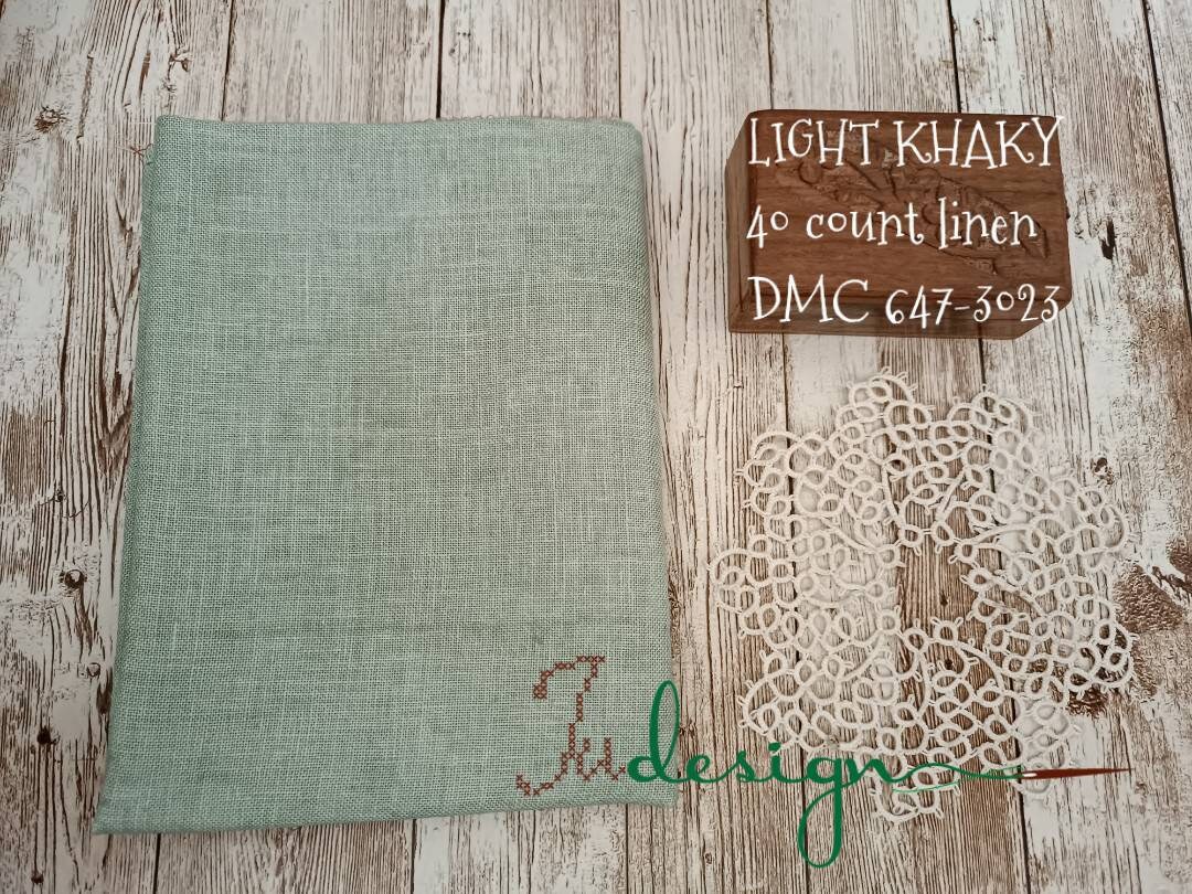 40 Count LIGHT KHAKY Hand Dyed Linen for Cross Stitch