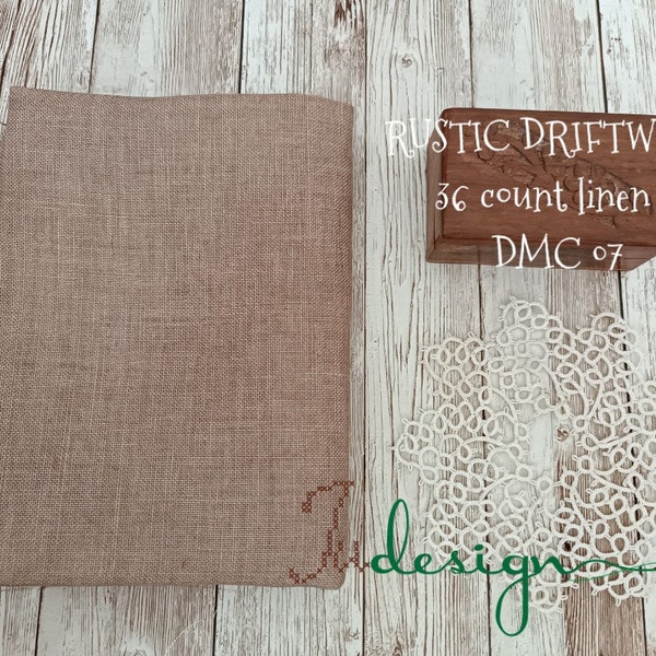 36 count RUSTIC DRIFTWOOD hand dyed linen for cross stitch, hardanger, blackwork, embroidery works 19x27 inch