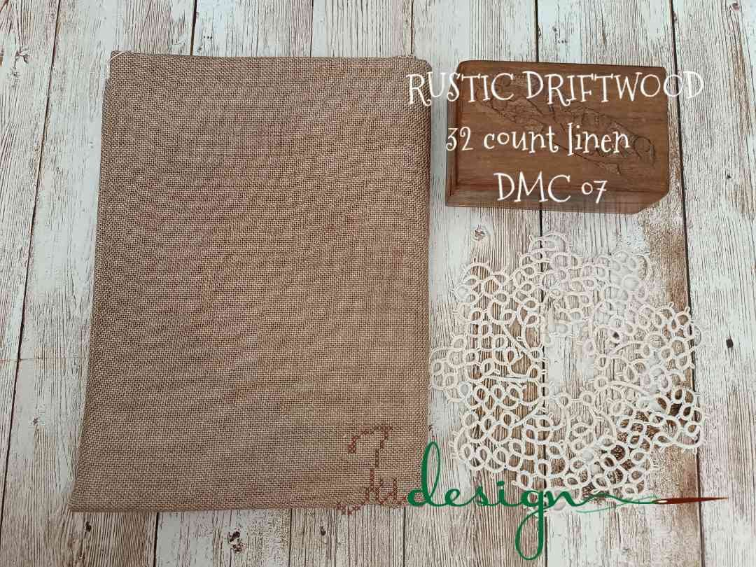 32 count RUSTIC DRIFTWOOD hand dyed linen for cross stitch, hardanger, blackwork, embroidery works 38x27 inch