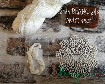 Hand dyed stranded silk premium floss PS134 BLANC hand dyed thread 8m for embroidery, cross stitch, punto cruz, point de croix