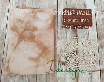 36fädige MARBLED HAZELNUT handgefärbtes Leinen für Kreuzstich, Hardanger, Schwarzstickerei, Stickerei 48,5 x 70 cm