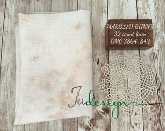 32 count MARBLED BUNNY hand dyed linen for cross stitch, hardanger, blackwork, embroidery works 19x27 inch