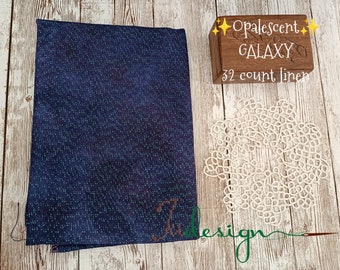 32 count opalescent GALAXY hand dyed linen for cross stitch, hardanger, blackwork, embroidery works 38x27 inch
