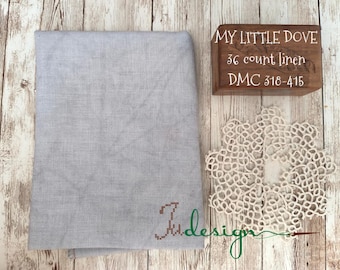 Linho tingido à mão MY LITTLE DOVE, 36 fios, para ponto cruz, hardanger, bordado preto e outras técnicas de bordado. Medidas: 48 x 69 cm (19 x 27 polegadas).